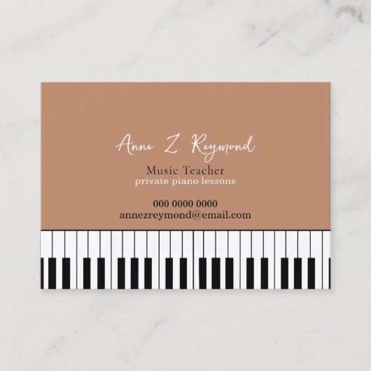 Piano Lessons Music Teacher boho brown 名刺 (正面)