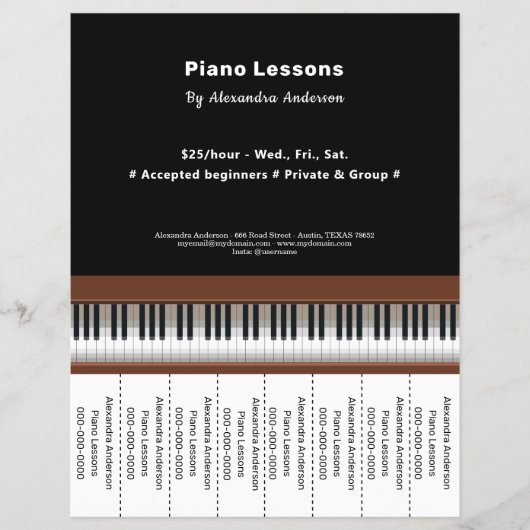 Piano Lessons Tear Off Strips Flyer チラシ (正面)