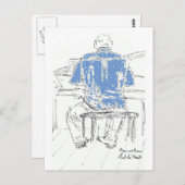Piano Man in Blue Shirtあなたの言葉の大事な行事 ポストカード (正面/裏面)