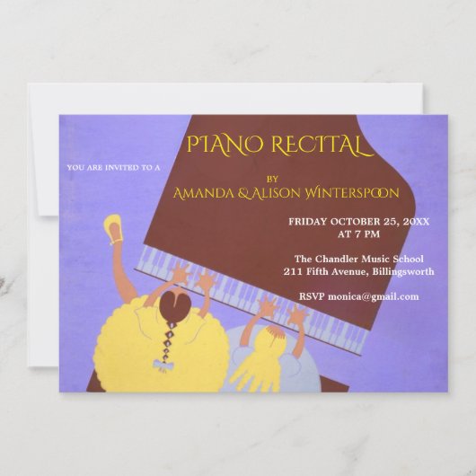 Piano Music Duet Recital Event 招待状 (正面)