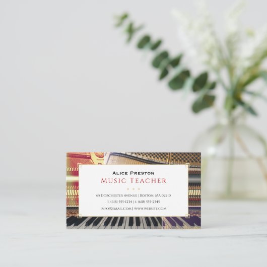 Piano Music Teacher | Unique 名刺 (スタンド正面)