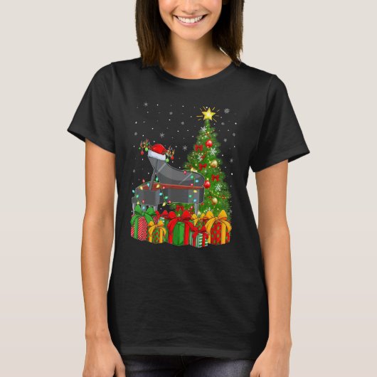 Piano Music   Xmas Holiday Santa Piano Christmas T Tシャツ (正面)