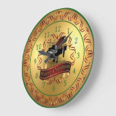 Piano ~ Musical Scroll ~ Gold “Merry Christmas”  ラージ壁時計 (傾斜)