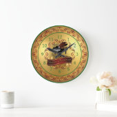 Piano ~ Musical Scroll ~ Gold “Merry Christmas”  ラージ壁時計 (ホーム)