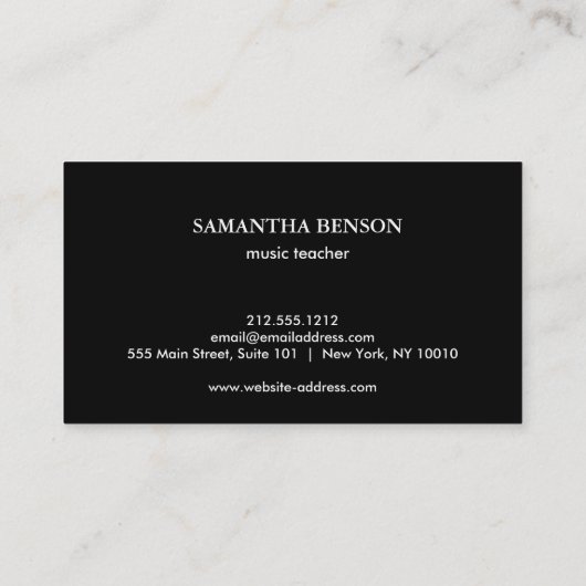 Piano Musician Business card with Music Note 名刺 (裏面)