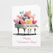 Piano of Love Hearts Valentine's Day カード (正面)