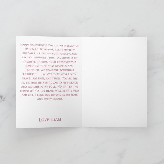 Piano of Love Hearts Valentine's Day カード (内部)