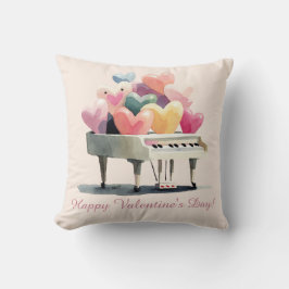 Piano of Love Hearts Valentine's Day クッション