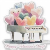 Piano of Love Hearts Valentine's Day シール (正面)