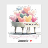 Piano of Love Hearts Valentine's Day シール (シート)