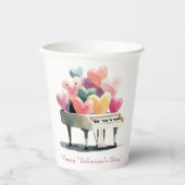 Piano of Love Hearts Valentine's Day 紙コップ (正面)