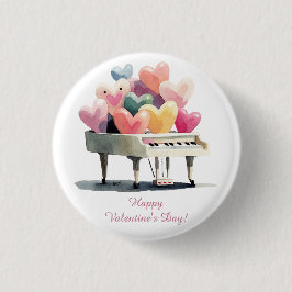 Piano of Love Hearts Valentine's Day 缶バッジ