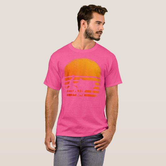 Piano Pianist Retro Sunset Piano Tシャツ (正面フル)