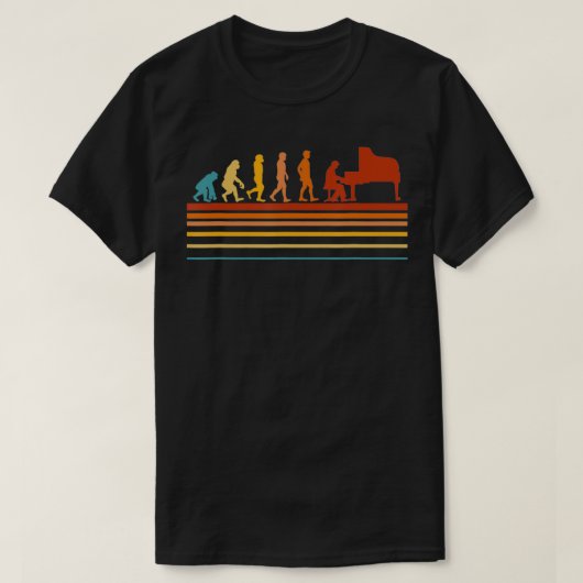 Piano Player Pianist Evolution Retro  Tシャツ (デザイン正面)