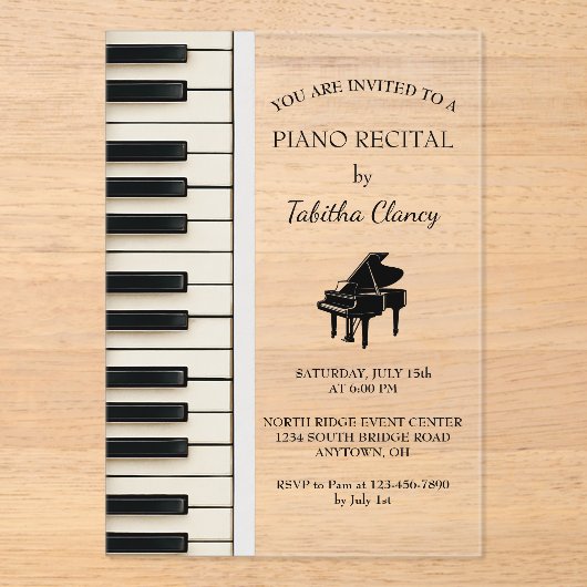 Piano Recital Acrylic Invitation  アクリル招待状 (正面)