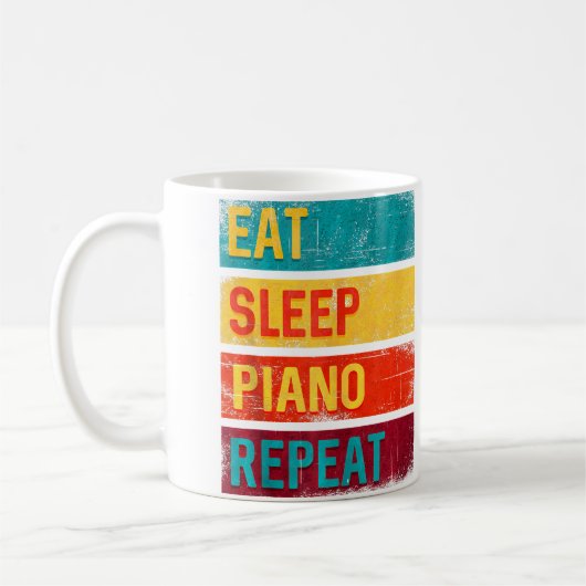 Piano Student Music Gift Eat Sleep Piano Repeat コーヒーマグカップ (左)