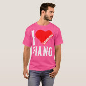 Piano Teacher Pianist Heart I Love Piano Tシャツ (正面フル)