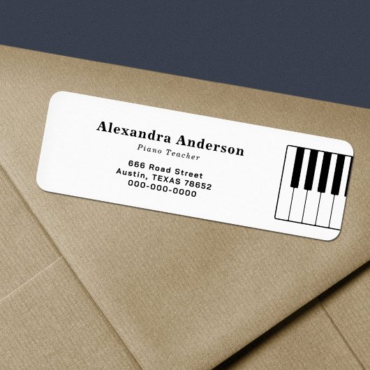 Piano Teacher Return Address Label ラベル