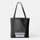 Piano Word Cloud Gift for Piano Teacher トートバッグ (裏面)