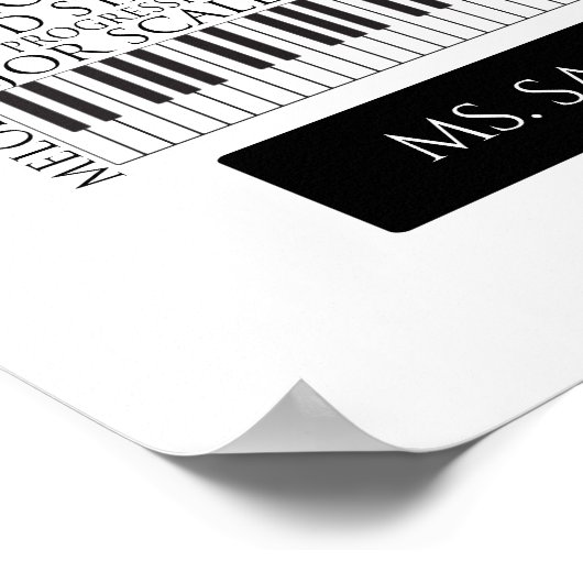 Piano Word Cloud Gift for Piano Teacher ポスター (角)