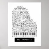 Piano Word Cloud Gift for Piano Teacher ポスター (正面)