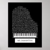 Piano Word Cloud Gift for Piano Teacher ポスター (正面)