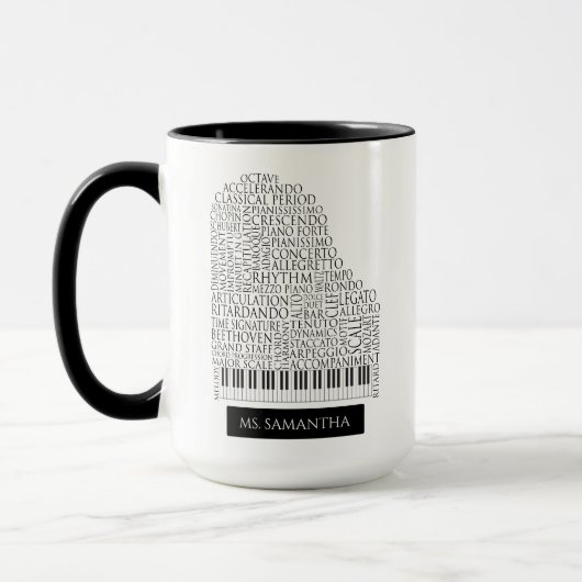 Piano Word Cloud Gift for Piano Teacher マグカップ (左)