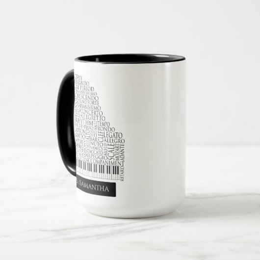 Piano Word Cloud Gift for Piano Teacher マグカップ (正面左)