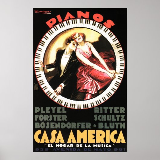 PIANOS CASA AMERICA 1930ヴィンテージシアターミュージカル ポスター (正面)