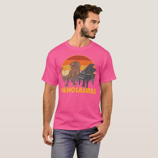 Pianosaurus Pianist Player Piano Tシャツ (正面フル)