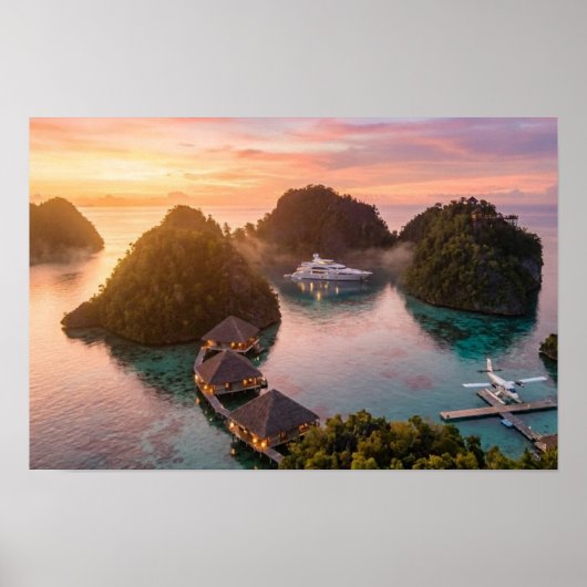 Piaynemo Sunrise Raja Ampat Tropical Island Art ポスター (正面)