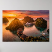 Piaynemo Sunset Raja Ampat Tropical Island Art ポスター (正面)