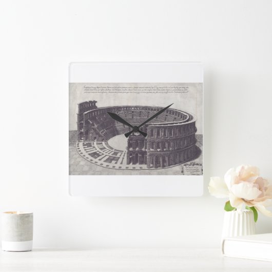 Piazza Braでヴェローナの円形劇場 スクエア壁時計 (ホーム)