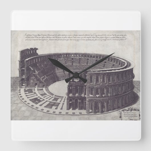 Piazza Braでヴェローナの円形劇場 スクエア壁時計 (正面)