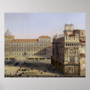 Piazza Castello, Turin, engraved by F. Citterio (c ポスター