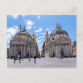 Piazza del Popoloの双子の教会 – ローマ，イタリア ポストカード (正面)