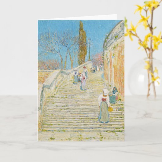 Piazza di Spagna，ローマ | Childe Hasssam カード (黄色い花)