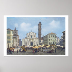 Piazza Santo Stefanoの「ミラノとその景色」から ポスター