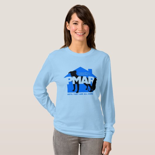 Pibbles及びより多くの動物の救助の長袖のワイシャツ Tシャツ (正面フル)