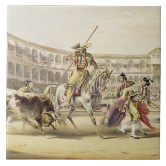 Picador 1865年を満たすBull (色のlitho) タイル (正面)