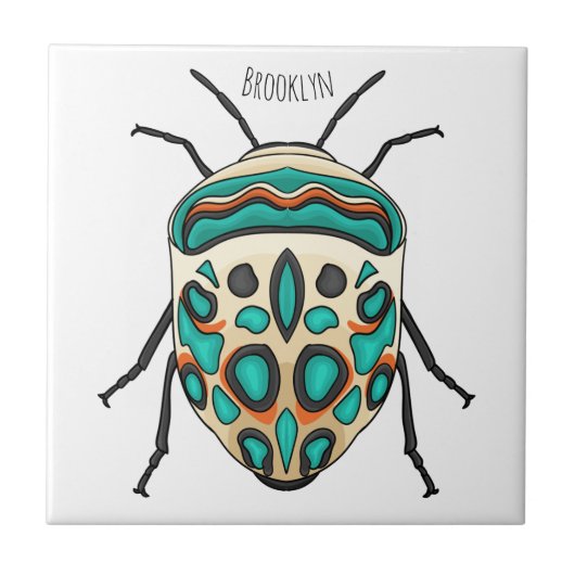 Picasso bug cartoon illustration  タイル (正面)