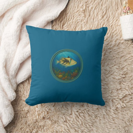 Picasso Trigger Fish Ocean Blue Pillows クッション (ブランケット)