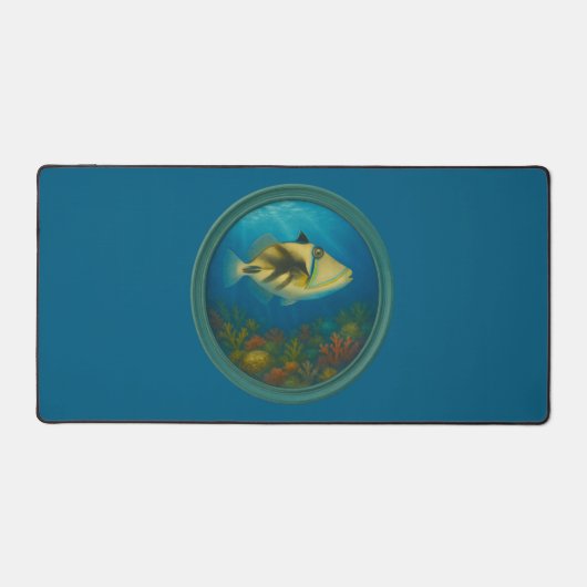 Picasso Triggerfish Ocean Blue Desk Mat デスクマット (正面)