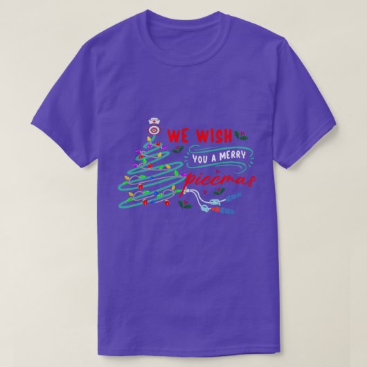 PICCナースクリスマス血管ICU RN看護クリスマス Tシャツ (デザイン正面)