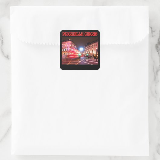 Piccadilly Circus Square Sticker Black Background  スクエアシール (バッグ)