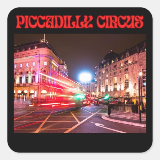 Piccadilly Circus Square Sticker Black Background  スクエアシール (正面)