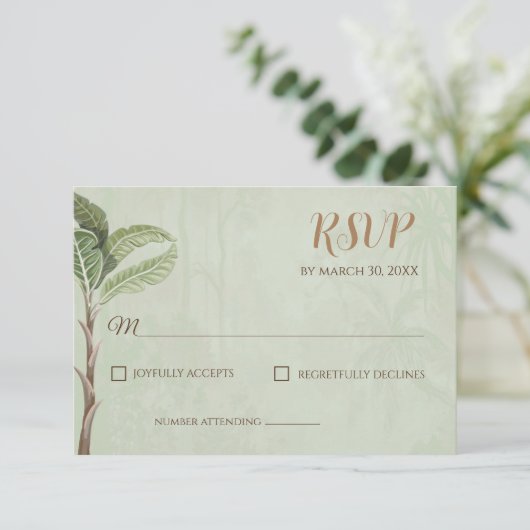 Pichwai応答カードまたはインディアン結婚式RSVPカード 出欠カード (スタンド正面)