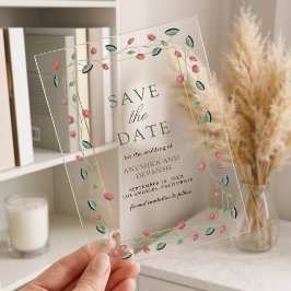 Pichwai ロータス・ツイン インドの結婚式 Save the Date アクリル招待状