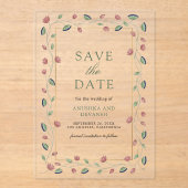Pichwai ロータス・ツイン インドの結婚式 Save the Date アクリル招待状 (正面)