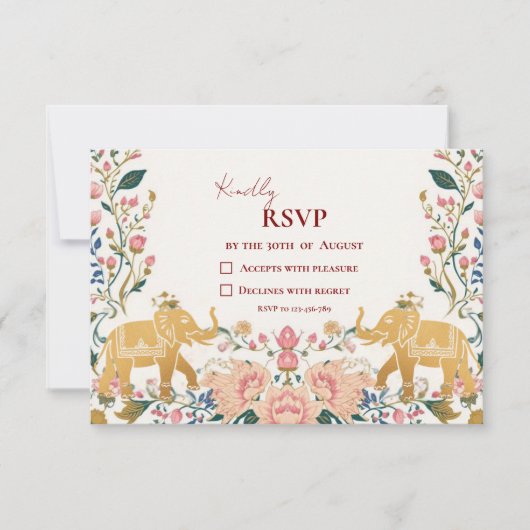 Pichwai Indian Elegant Wedding 出欠カード (正面)